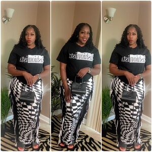 Black and White Geometric Skirt